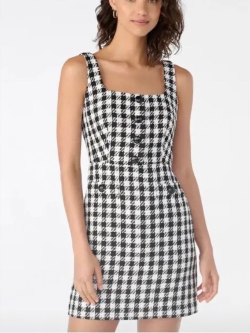 Karl Lagerfeld Chic Black & White Houndstooth Sleeveless Mini Dress size 16 XL